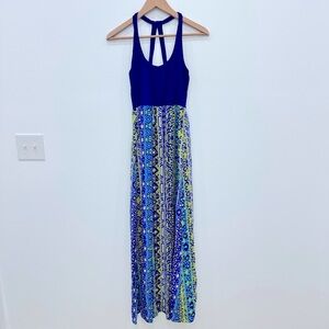 Alice & Trixie Silk Maxi Dress Watercolor open back sleeveless sz small